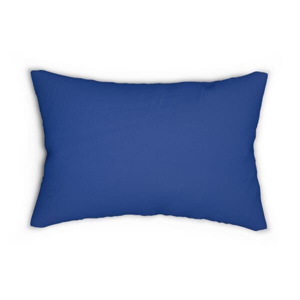 Blue rectangular pillow on white background.