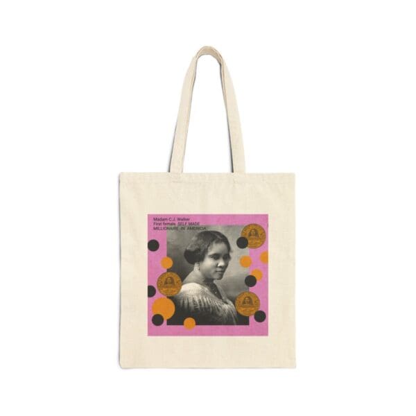 Canvas tote bag with Madam C.J. Walker image.