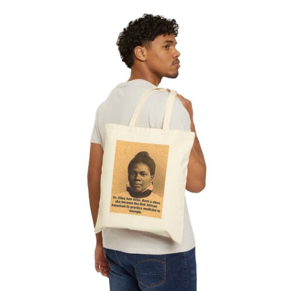 Tote bag featuring Dr. Eliza Ann Grier.