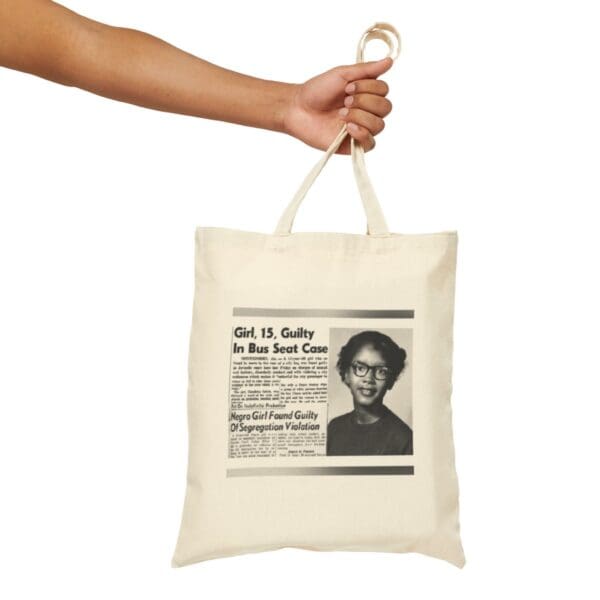 Tote bag with image of Rosa Parks.