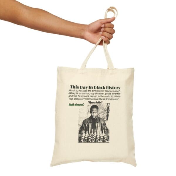 Tote bag with Maurice Ashley, Black chess grandmaster.