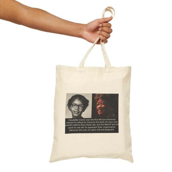 Claudette Colvin tote bag with image.