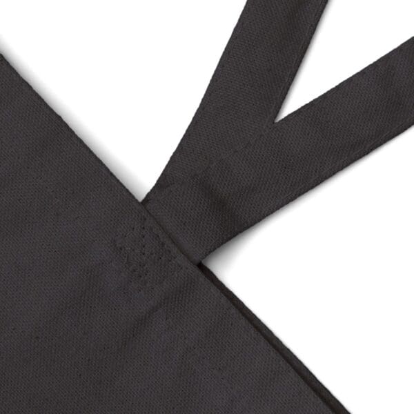 Close up of black fabric bag straps.