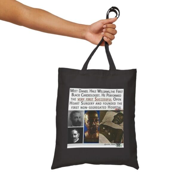 Black tote bag with Daniel Hale Williams image.