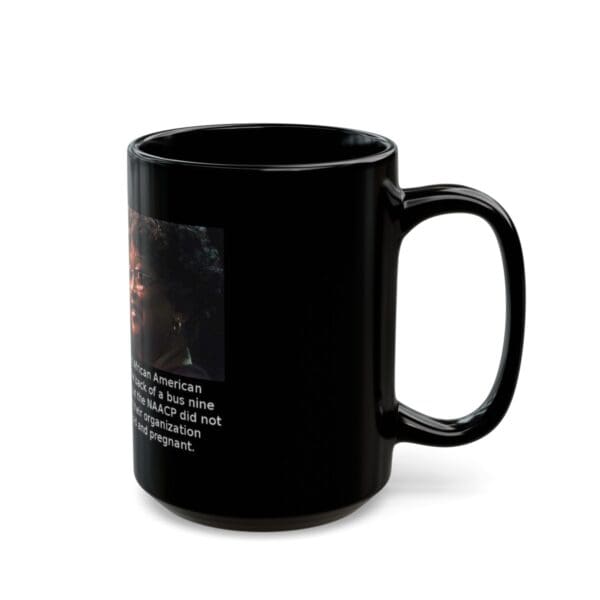 Black coffee mug with a quote.