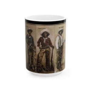 Black cowboys in Western attire on a mug.