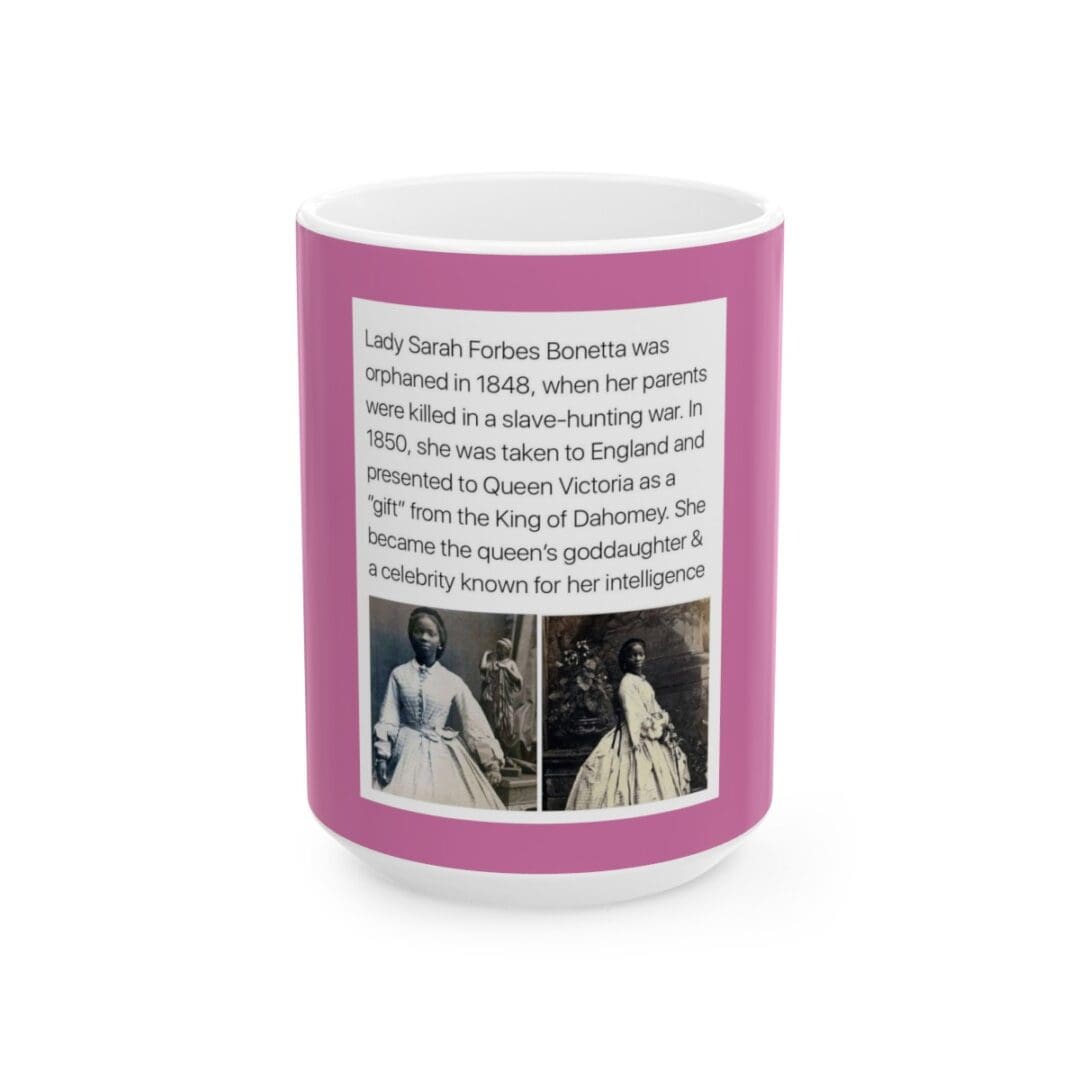 Lady Sarah Forbes Bonetta mug with photos.