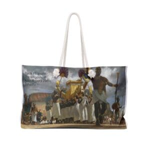 Black Pharaohs tote bag with 25th dynasty image.