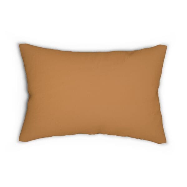 Tan rectangular pillow on white background.