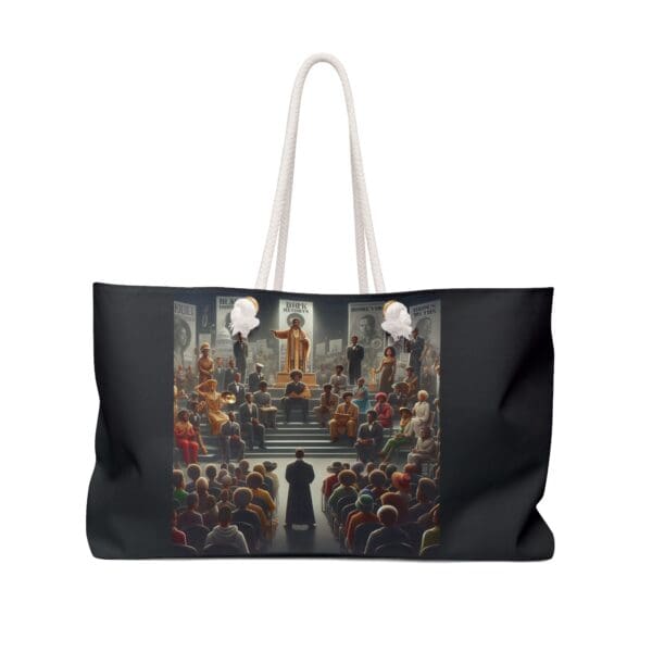 Black history tote bag with figures.