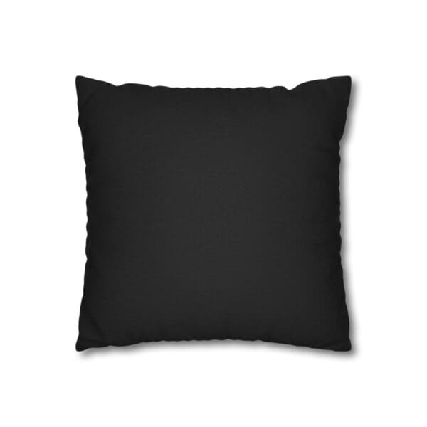 Black square pillow with white background.