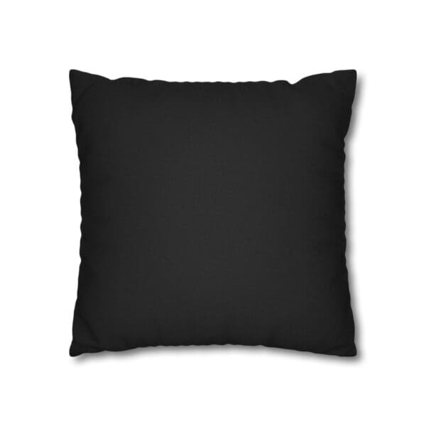 Black square pillow with white background.