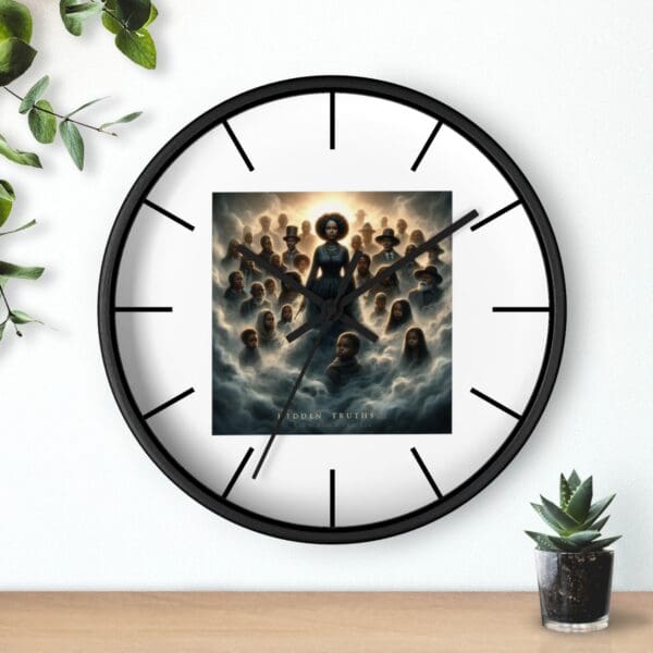 Black clock with "Hidden Truths" album art.