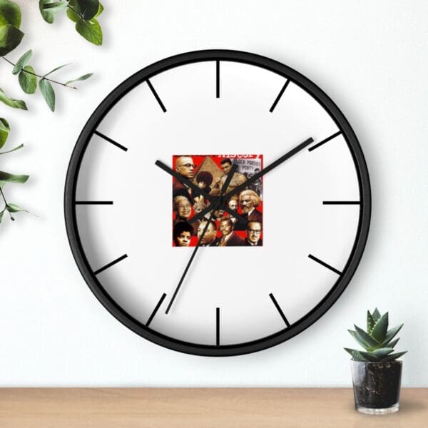 Black history month clock with image of notable figures.