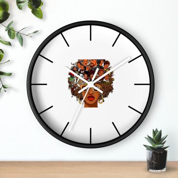 Black woman with afro clock face