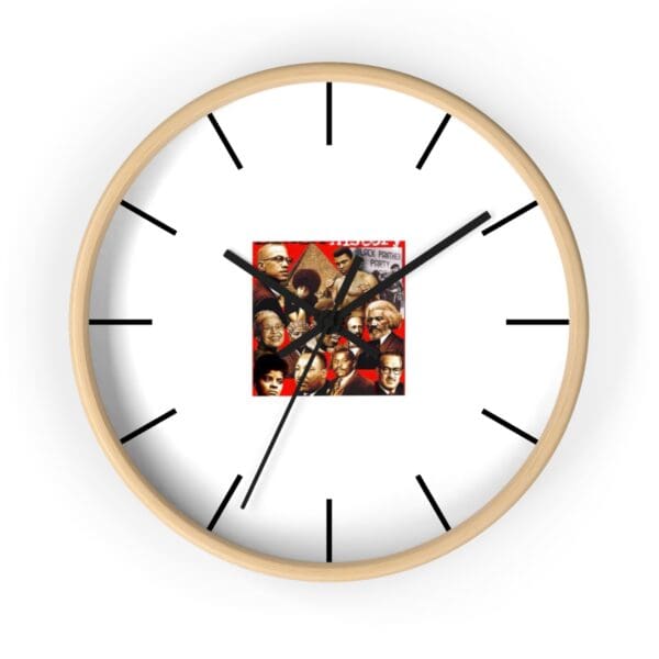 Black History Month clock with portraits.