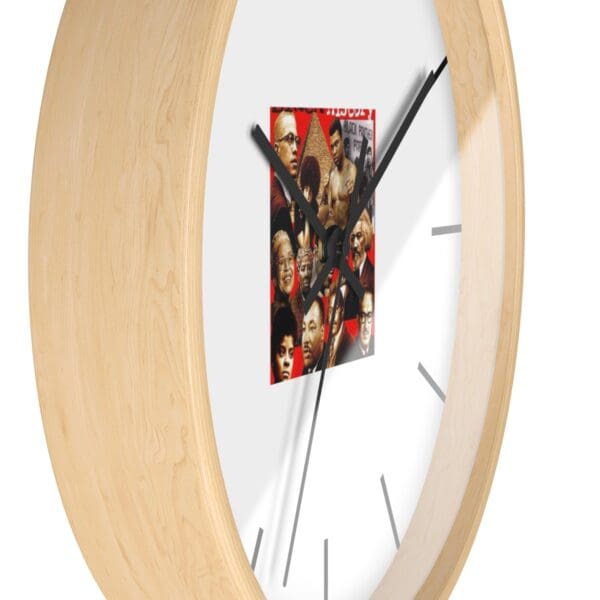 Wood clock with Black History Month design.