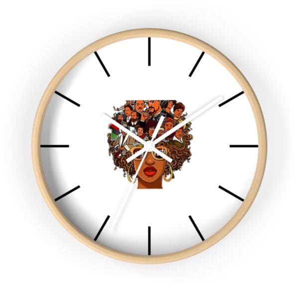 Black woman's hair with faces clock.