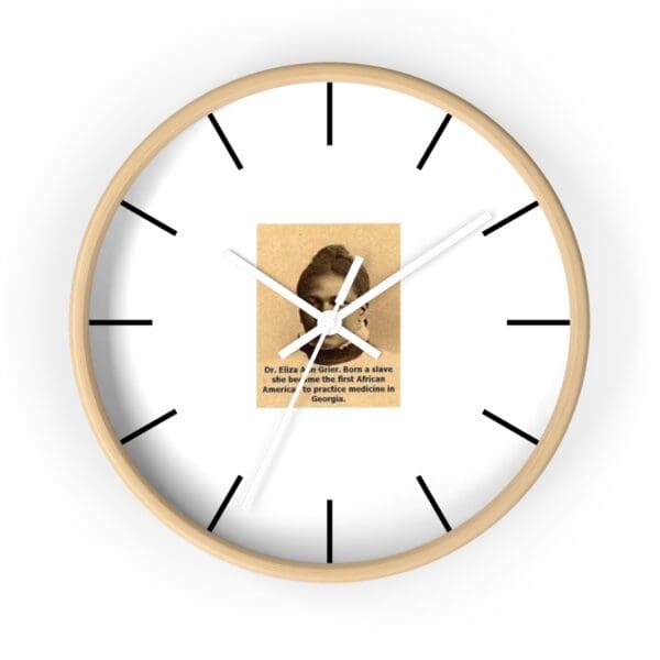 Clock with photo of Dr. Eliza Ann Grier.