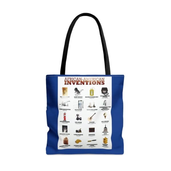 Blue tote bag with African-American inventions.