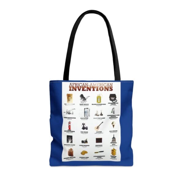 Blue tote bag with African-American inventions.