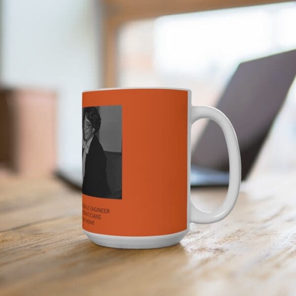 Mug with a photo of a woman engineer.