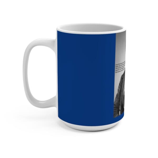 Blue mug with Dred Scott image.