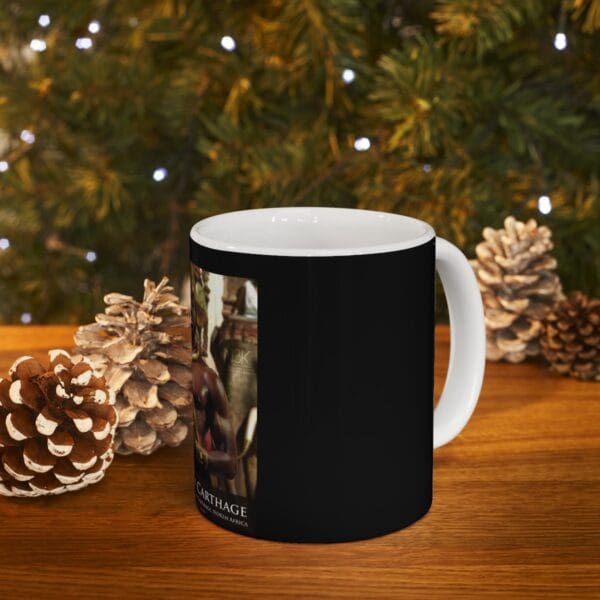 Black coffee mug with image of Carthage.