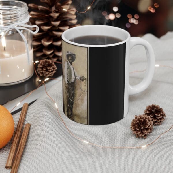 Black coffee mug with Bill Pickett image.