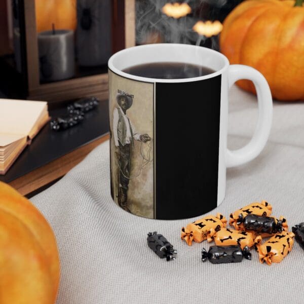 Black coffee mug with Bill Pickett image.