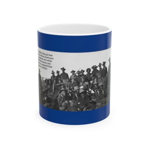 Black and white photo of soldiers on a mug.