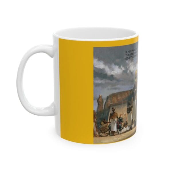 Black Pharaohs mug with Egyptian scene.