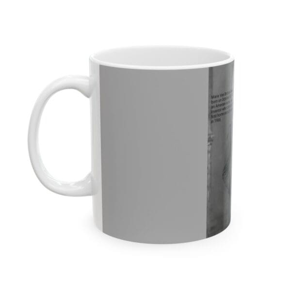 White coffee mug with gray background.