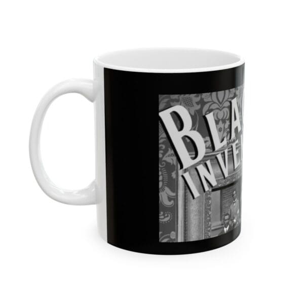 Black and white mug with text "Black in Venice".