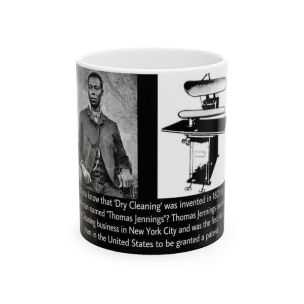 Mug with image of Thomas Jennings and his invention.