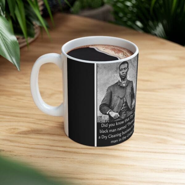 Mug with photo of a black man and text.