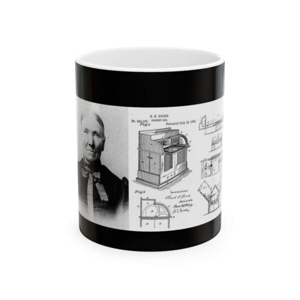 Black mug with cabinet patent illustration.