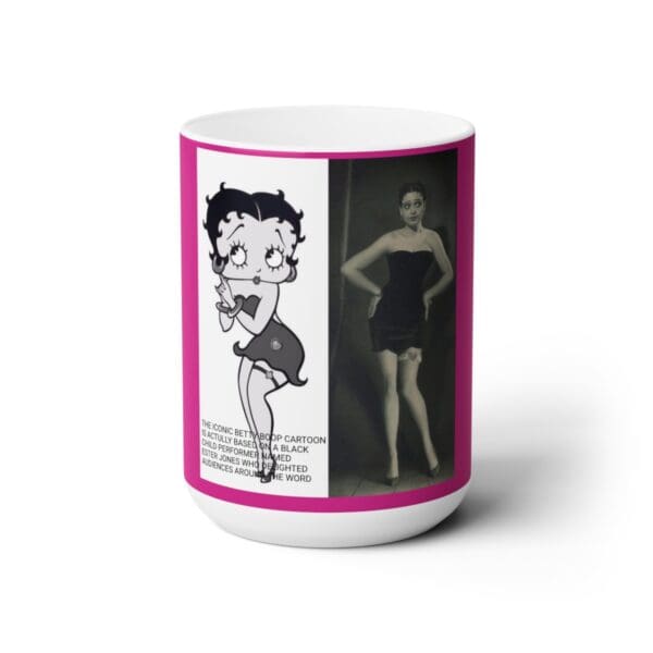 Betty Boop mug with black and white images.