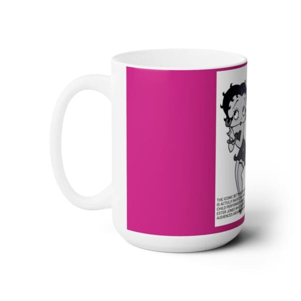 Betty Boop mug with pink background.