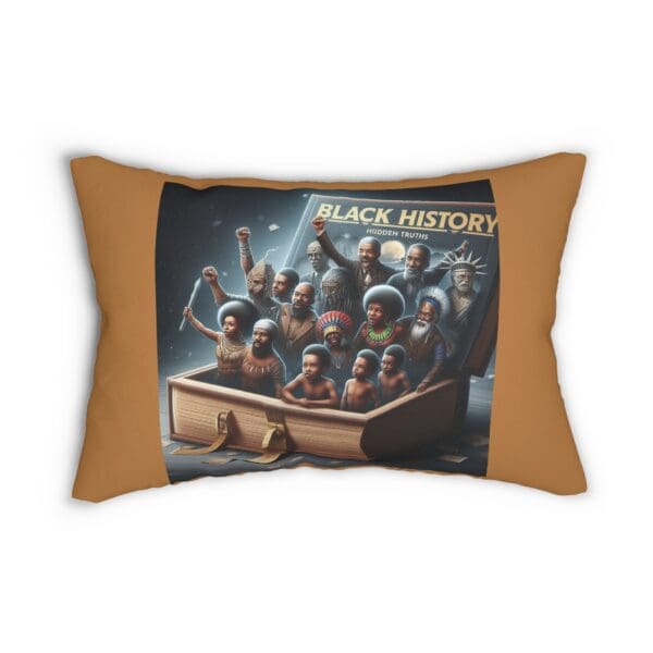 Black History pillow with people emerging from a book.