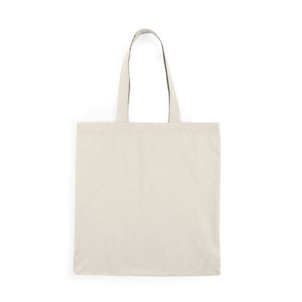 Blank canvas tote bag isolated on white.