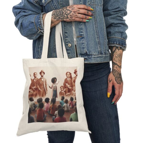 Tote bag with illustration of Black history.