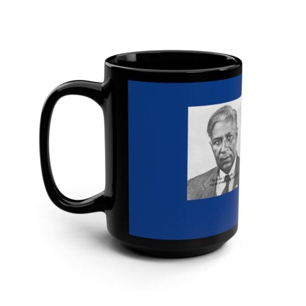 Black mug with a portrait of Garrett Morgan.