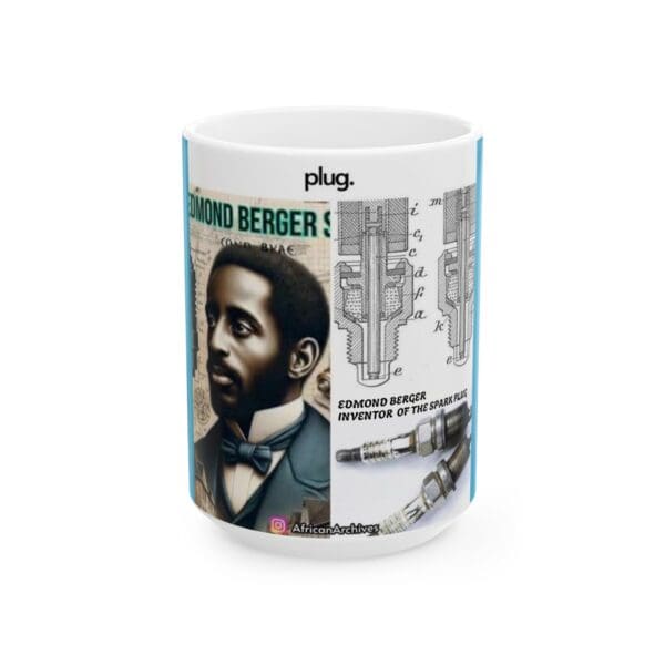 A mug with an image of a man and the words " bergger."