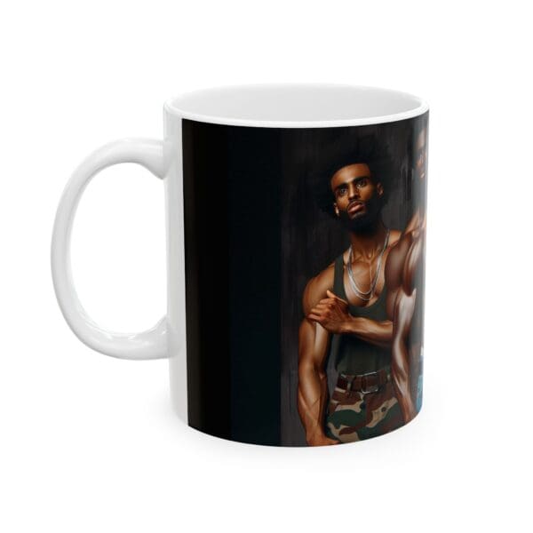 Ceramic Mug, (11oz, 15oz) BLACK ARTISTIC MUG-(STANDING STRONG AND PROUD) - Image 3