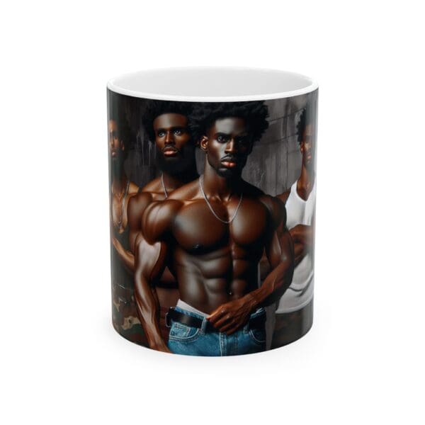 Ceramic Mug, (11oz, 15oz) BLACK ARTISTIC MUG-(STANDING STRONG AND PROUD)