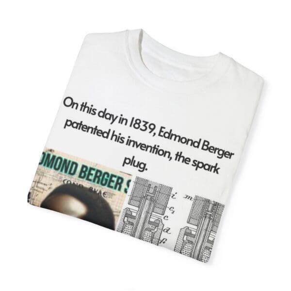 A t-shirt with an image of a person and the words edmond berger.