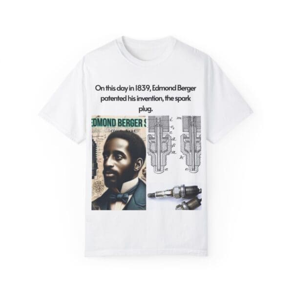 A white t-shirt with an image of a man and the words " on this day in 2 0 1 7, edmund berger presented to