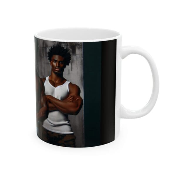 Ceramic Mug, (11oz, 15oz) BLACK ARTISTIC MUG-(STANDING STRONG AND PROUD) - Image 4