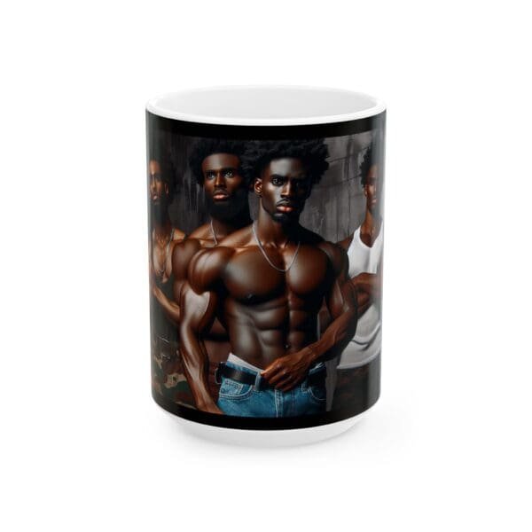 Ceramic Mug, (11oz, 15oz) BLACK ARTISTIC MUG-(STANDING STRONG AND PROUD) - Image 5